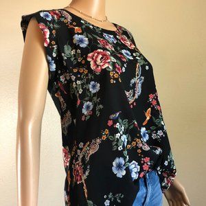 Pleione Sofia Shirred Cap Sleeve Top XS
